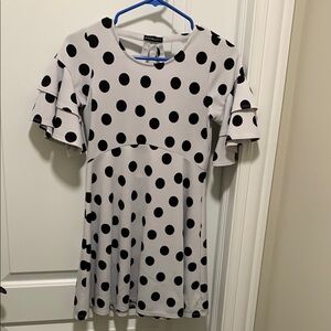 My Michelle Polka Dot Ruffle Sleeve Dress
